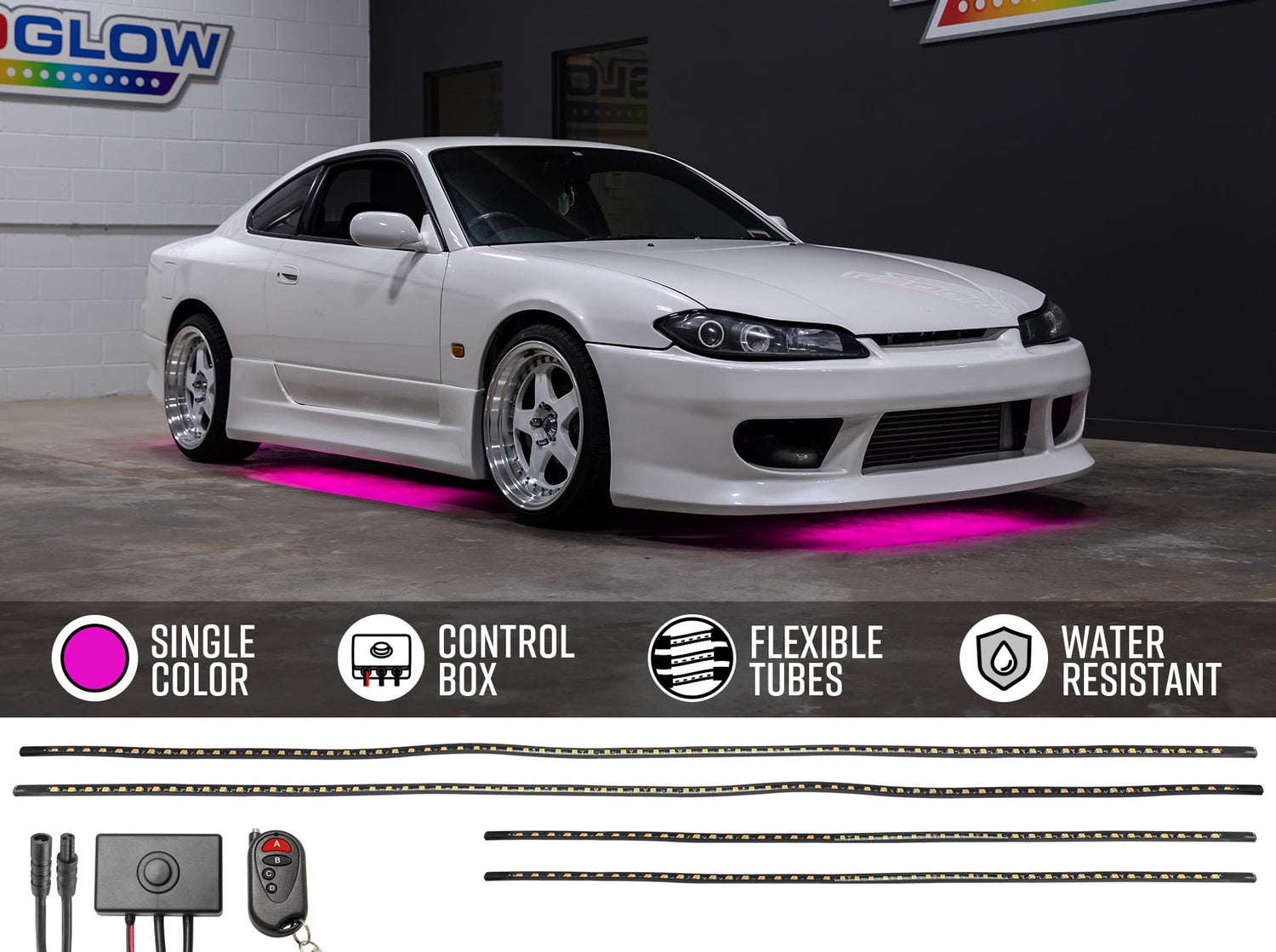 Pink LED Flexible Slimline Car Underbody Lighting Kit