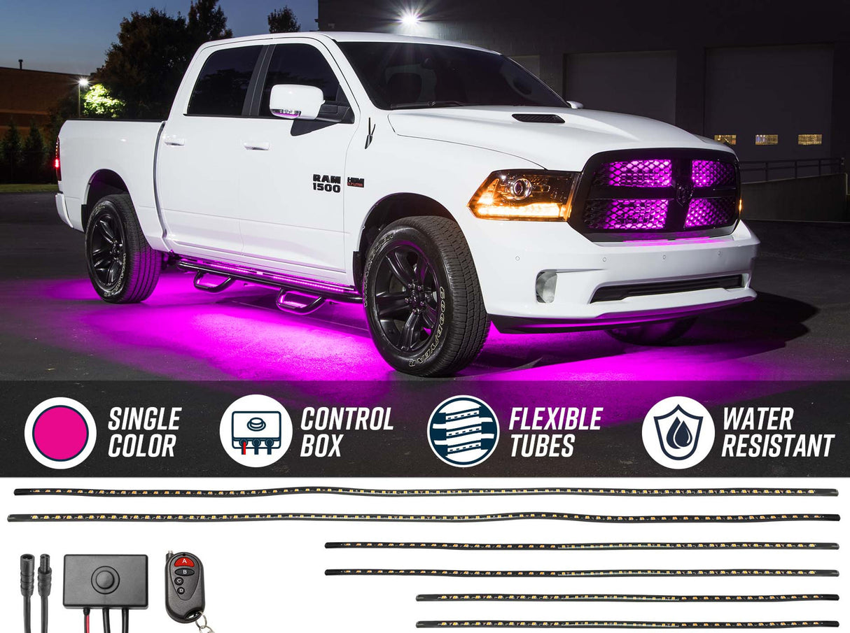 Pink LED Flexible Slimline Truck Underbody Lighting Kit