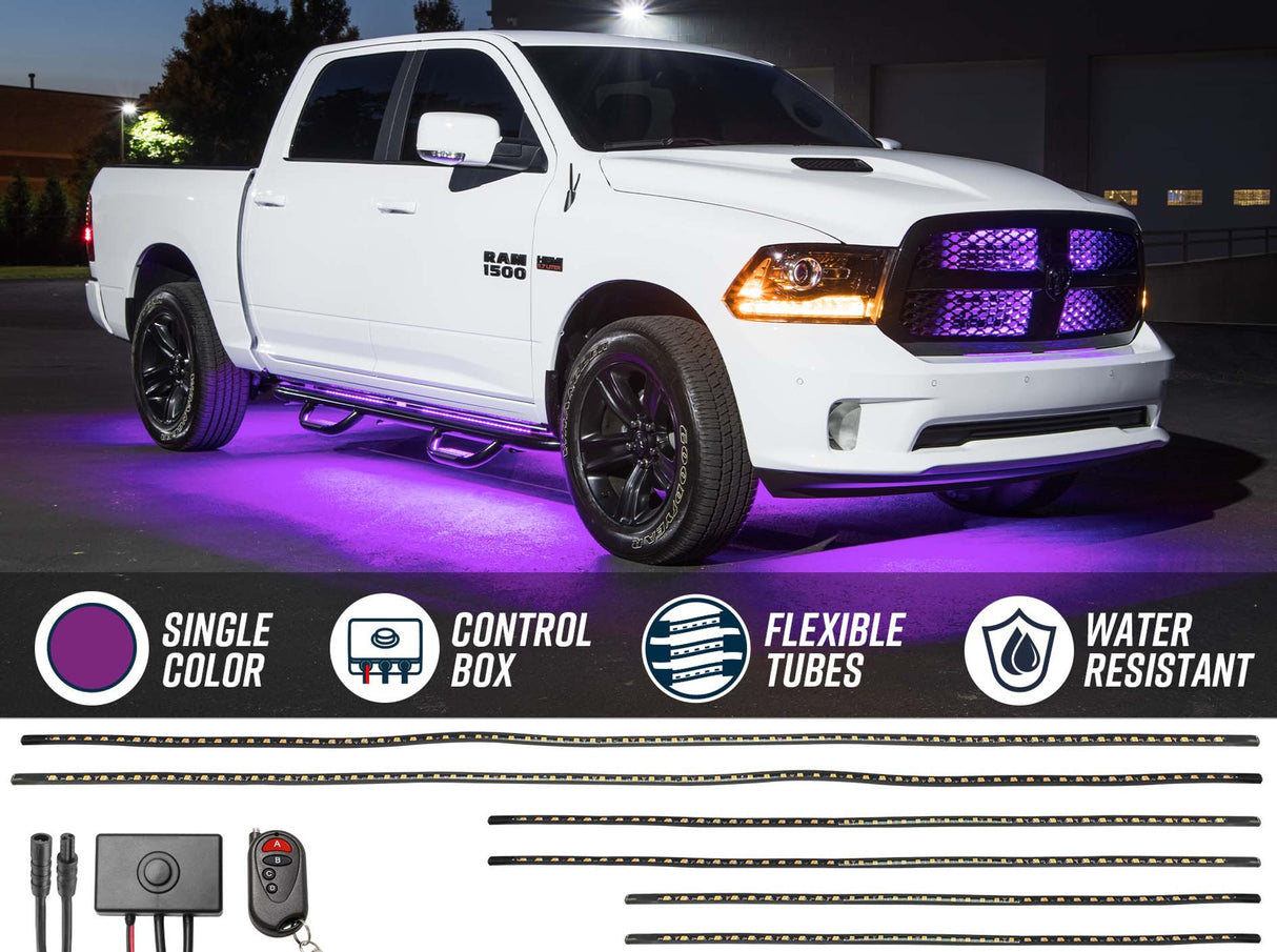 Purple LED Flexible Slimline Truck Underbody Lighting Kit