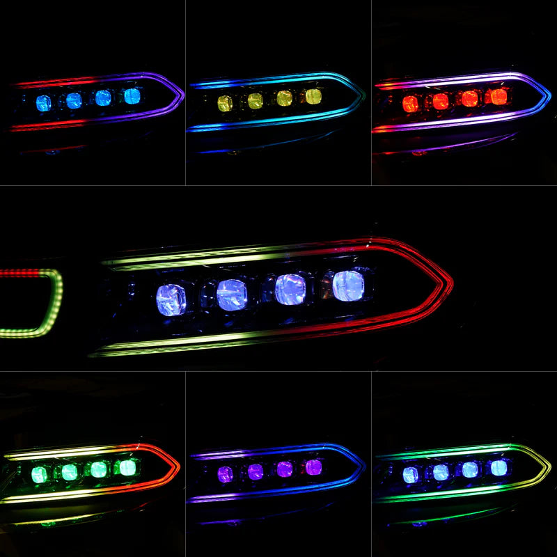 Dodge Charger: Multicolor Flow Series NOVA-Series LED Projector Alpha Black Headlights (2015-2023)
