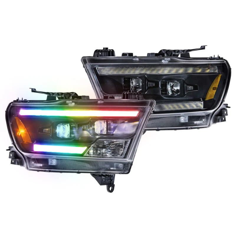 Ram 1500: Multicolor Flow Series Headlights (2019-2023) | XB Hybrid Morimoto