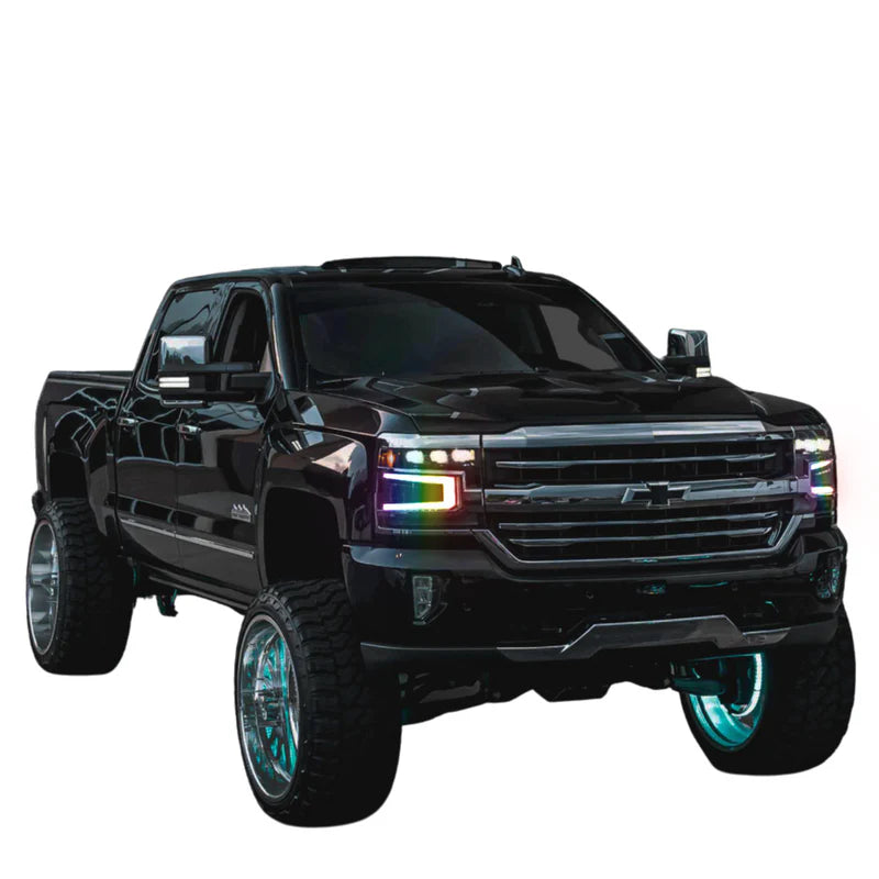 Chevrolet Silverado 1500: Multicolor Flow Series Headlights (2016-2018) | XB Morimoto