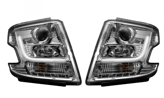 Chevy Tahoe 15-20 Projector Headlights OLED Halos & DRL in CLEAR/CHROME