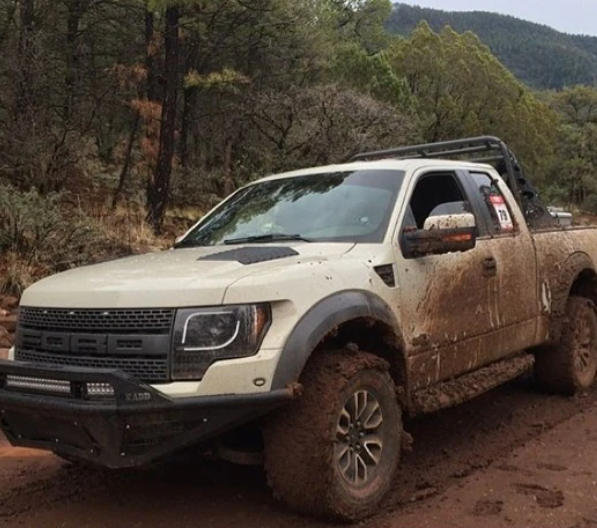 Ford F150 & Raptor 13-14 Projector Headlights Ultra High Power White LED DRL w/ Amber Turn Signals SMOKED/BLACK