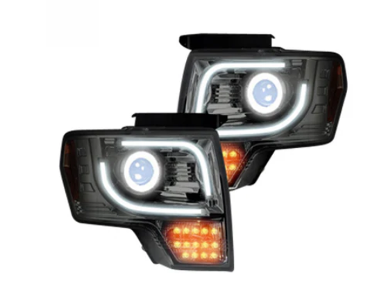 Ford F150 & Raptor 13-14 Projector Headlights Ultra High Power White LED DRL w/ Amber Turn Signals - CLEAR