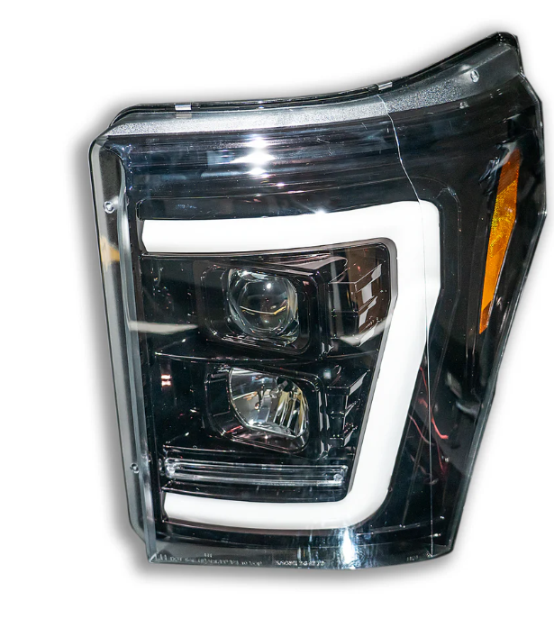 Ford Super Duty 11-16 Projector Headlights OLED DRL LED Scanning Turn Signals SMOKED/BLACK