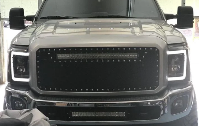 Ford Super Duty 11-16 Projector Headlights OLED DRL LED Scanning Turn Signals SMOKED/BLACK