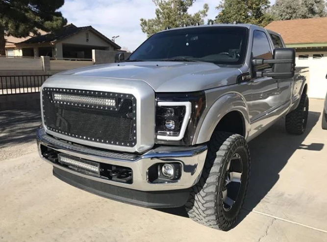 Ford Super Duty 11-16 Projector Headlights OLED DRL LED Scanning Turn Signals SMOKED/BLACK