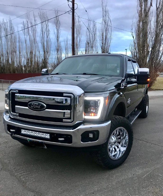 Ford Super Duty 11-16 Projector Headlights OLED DRL LED Scanning Turn Signals SMOKED/BLACK