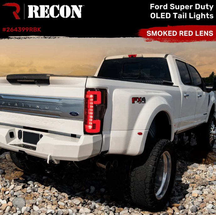 Ford Super Duty 20-22 Ultra Bright OLED Tail Lights (replaces Factory/OEM Halogen) - SMOKED RED