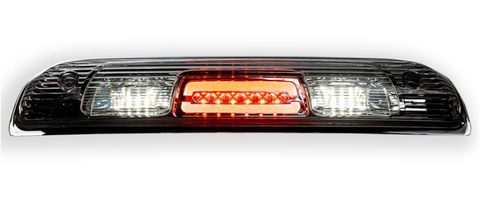GMC Sierra & Chevy Silverado 14-19 2500/3500 (3rd Gen) - Ultra High Power Red CREE XML Red LED 3rd Brake Light with White LED Cargo Lights - CLEAR LENS