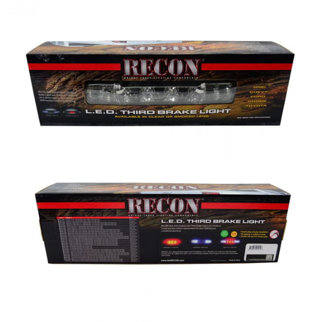 GMC Sierra & Chevy Silverado 3rd GEN 14-19 2500/3500 Red LED 3rd Brake Light Kit with White LED Cargo Lights - CLEAR LENS