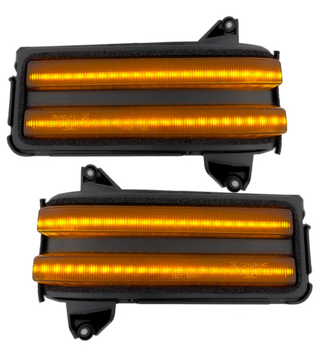Chevy/GMC 20-25 Silverado & Sierra Side Mirror LED Lenses White or Amber DRL & Scanning Amber Turn Signals - Smoked Lens