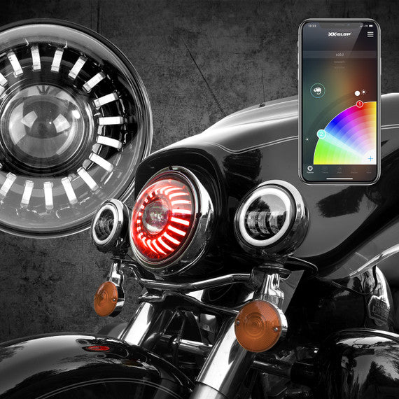 7" LED Headlight for Motorcycle | XKchrome Smartphone App