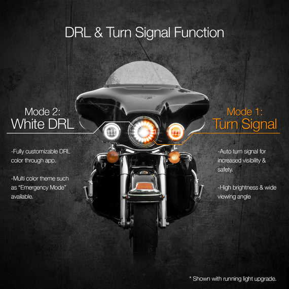 7" LED Headlight for Motorcycle | XKchrome Smartphone App