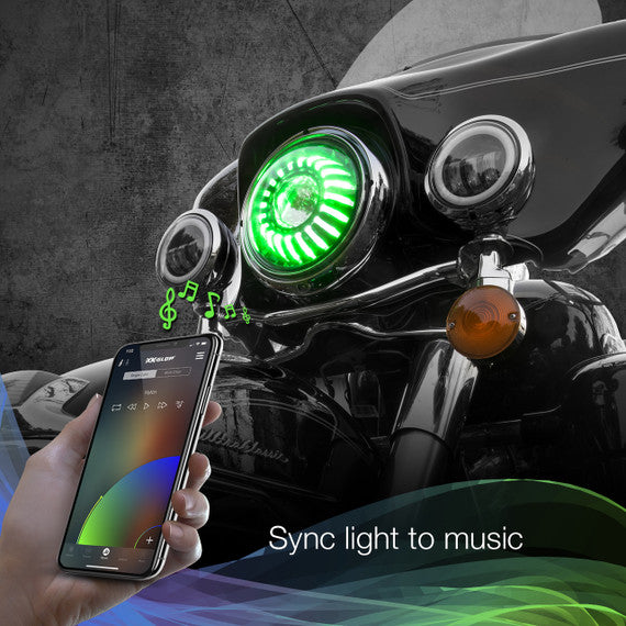 7" LED Headlight for Motorcycle | XKchrome Smartphone App