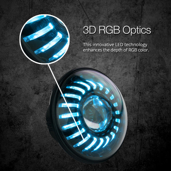 7" LED Headlight for Motorcycle | XKchrome Smartphone App