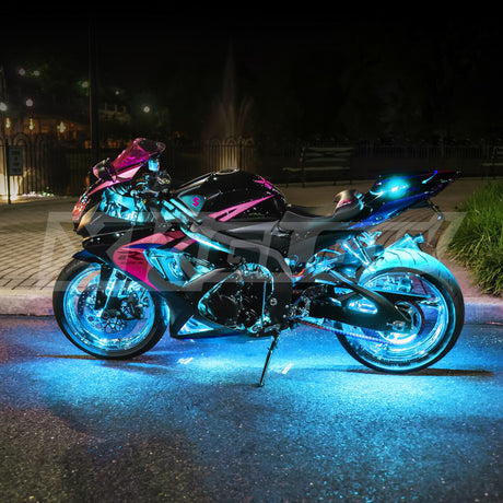 Motorcycle LED Accent Light Kit | 10 Pod 4 Strip Single Color with Remote