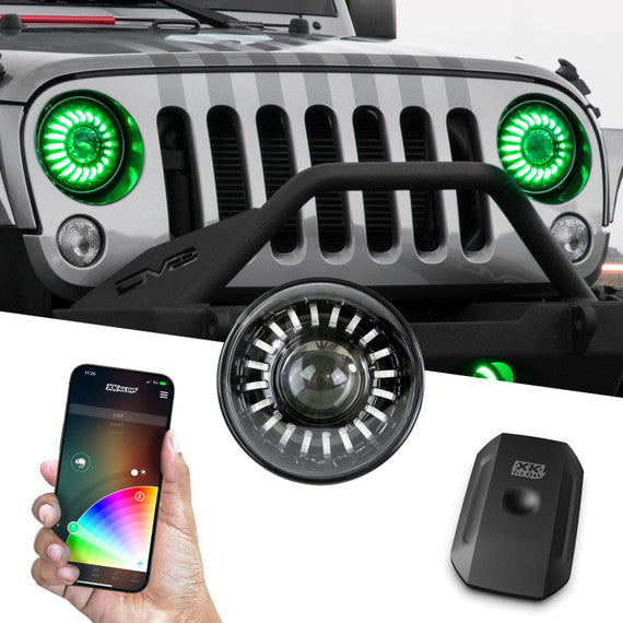 7" LED Headlight Kit for Jeep | XKchrome Smartphone App