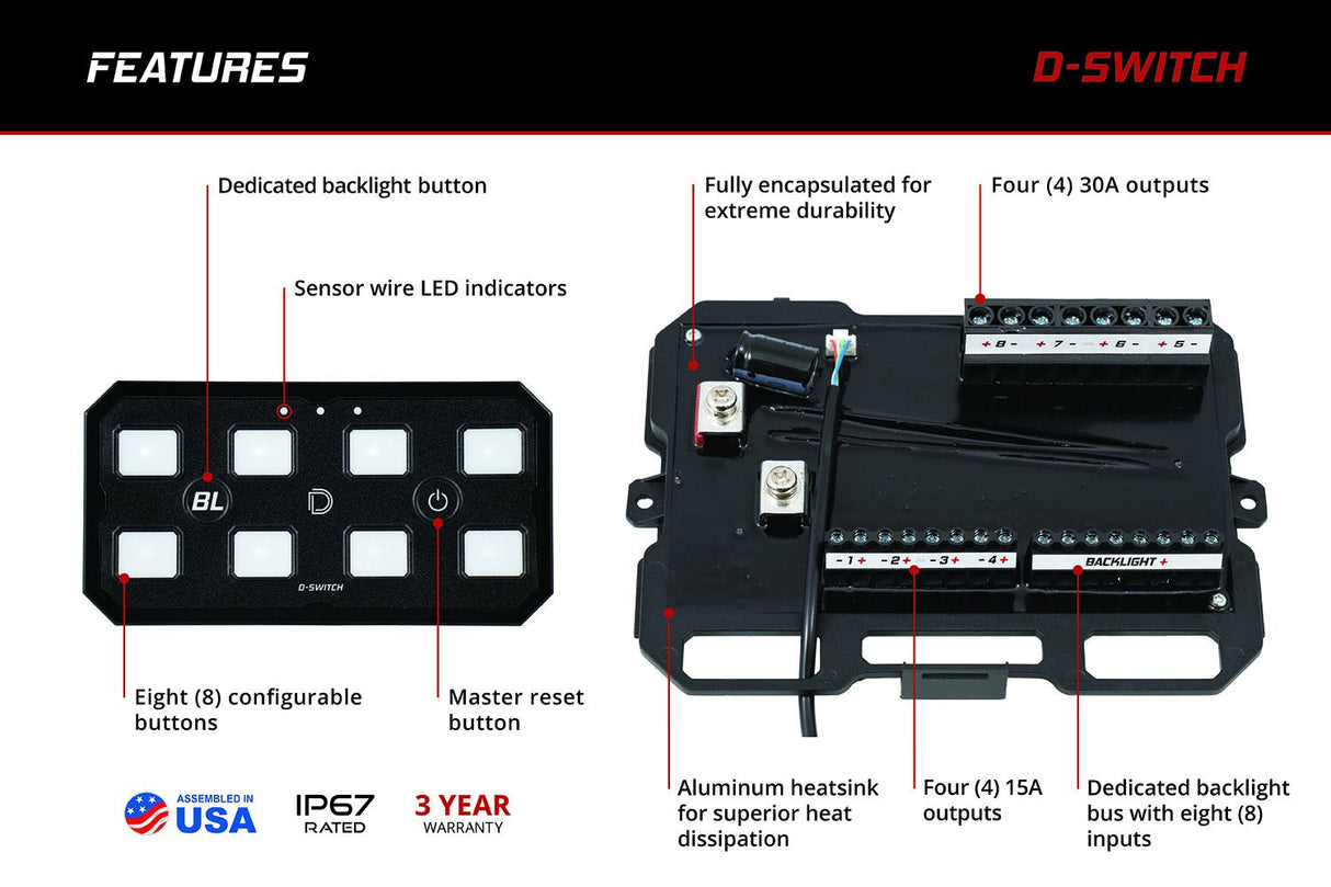 PRE-ORDER: Diode Dynamics D-Switch 8-Channel Switch Panel