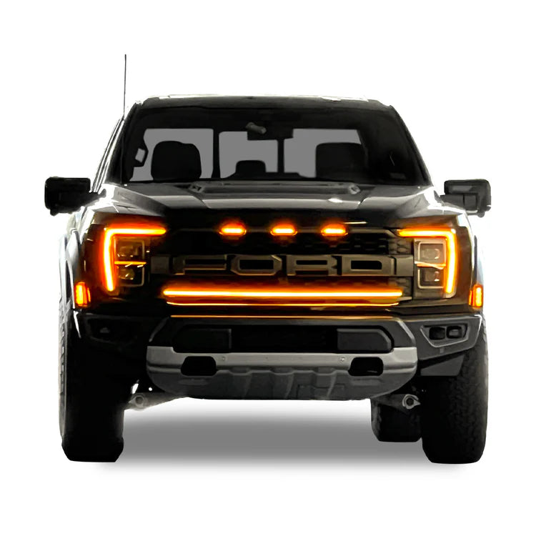 2021-2023 Ford F150 Raptor LED Grille Light Kit – Amber DRL Strip