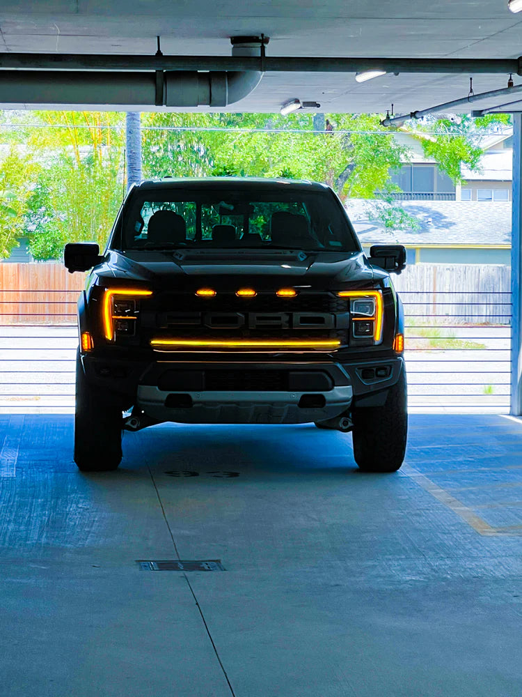 2021-2023 Ford F150 Raptor LED Grille Light Kit – Amber DRL Strip