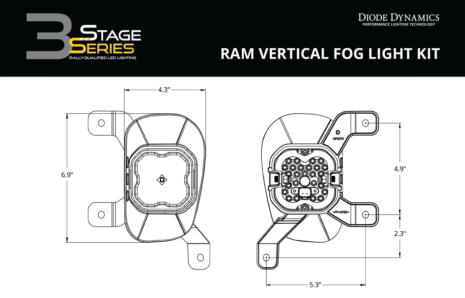 SS3 LED Fog Light Kit for 2013-2018 Ram 1500