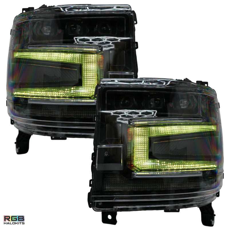 Chevrolet Silverado 1500: Multicolor Flow Series Headlights (2016-2018) | XB Morimoto