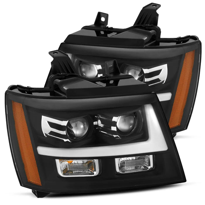 07-14 Chevrolet Tahoe/Suburban/07-13 Avalanche LUXX-Series LED Projector Headlights Black - Backordered