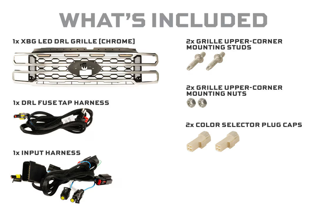 2023+ Ford Super Duty XBG LED DRL Grille (Chrome)