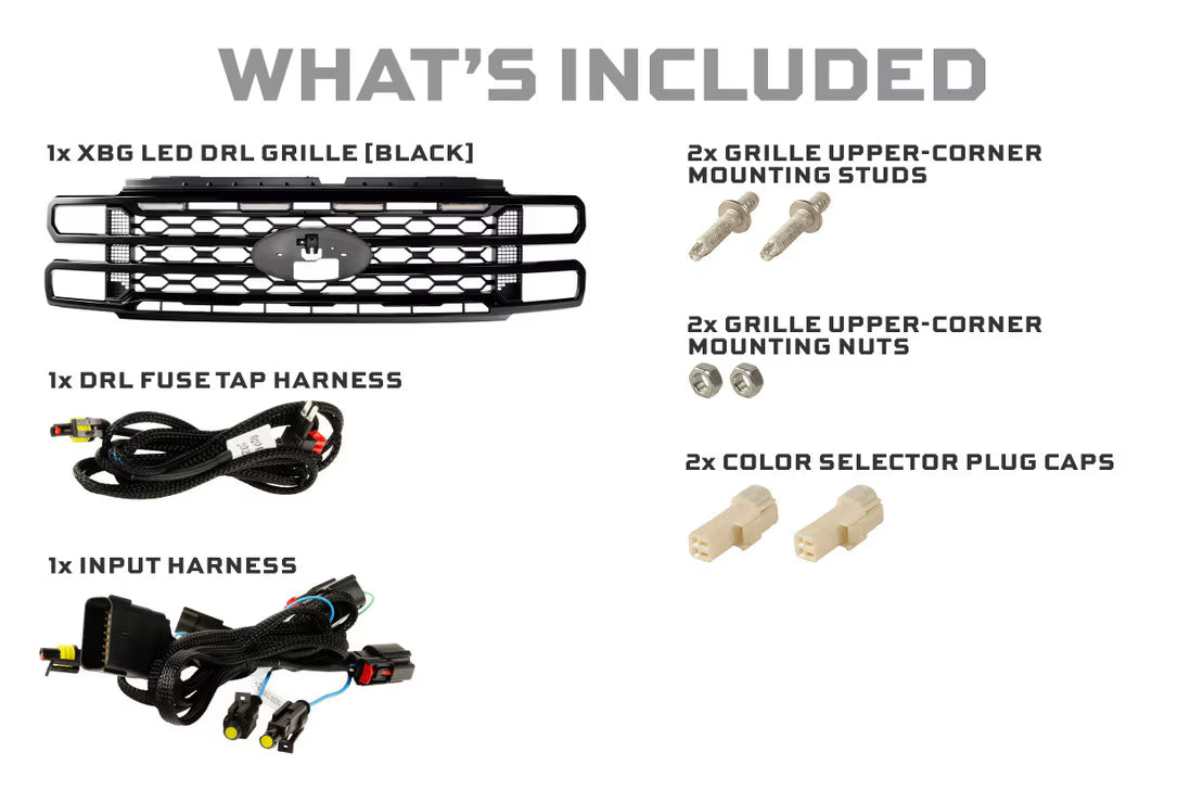 2023+ Ford Super Duty XBG LED DRL Grille (Black)