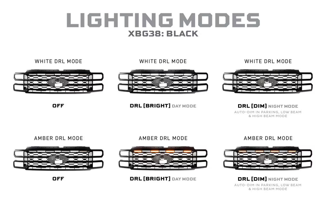 2023+ Ford Super Duty XBG LED DRL Grille (Black)