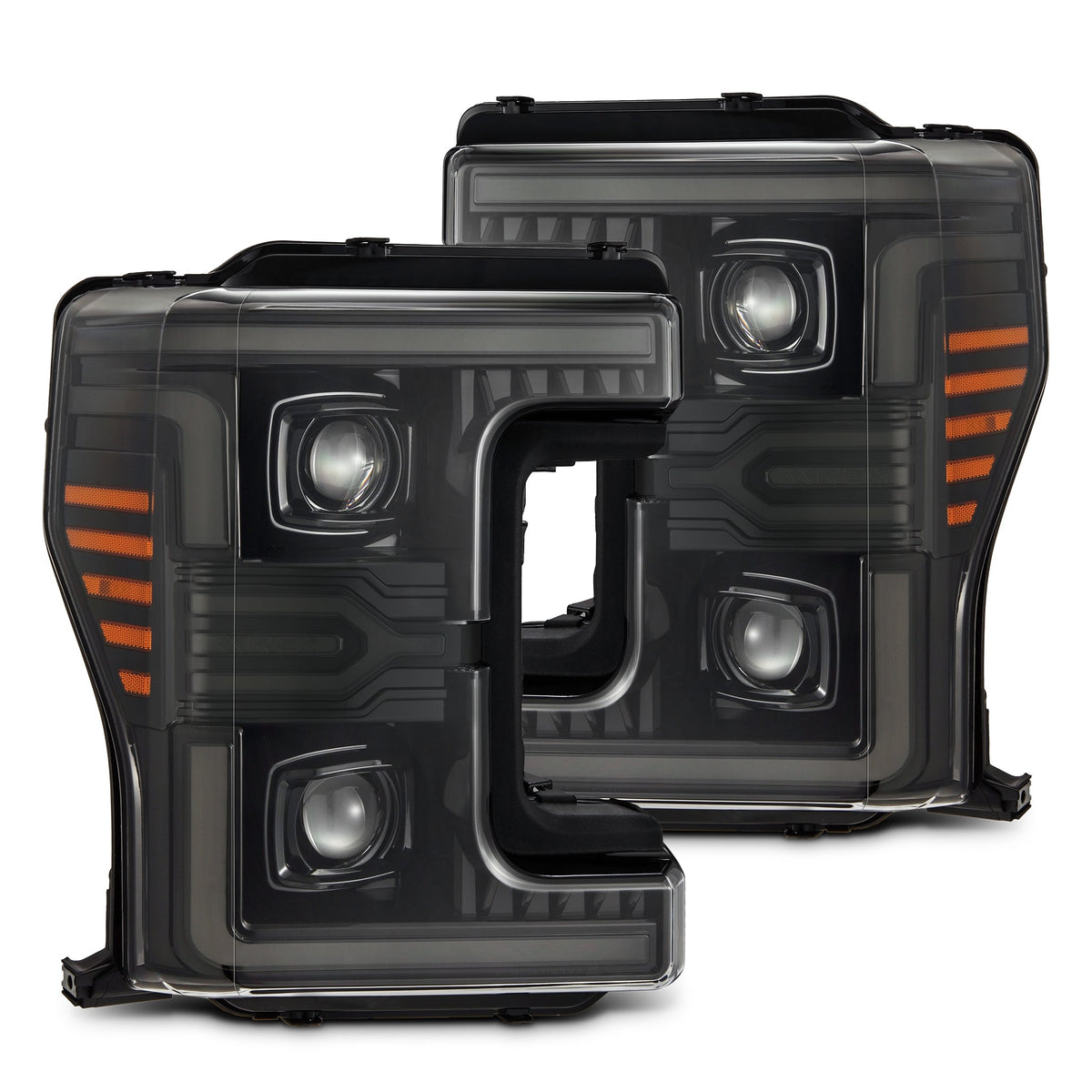 17-19 Ford Super Duty MKII LUXX-Series LED Projector Headlights Alpha-Black