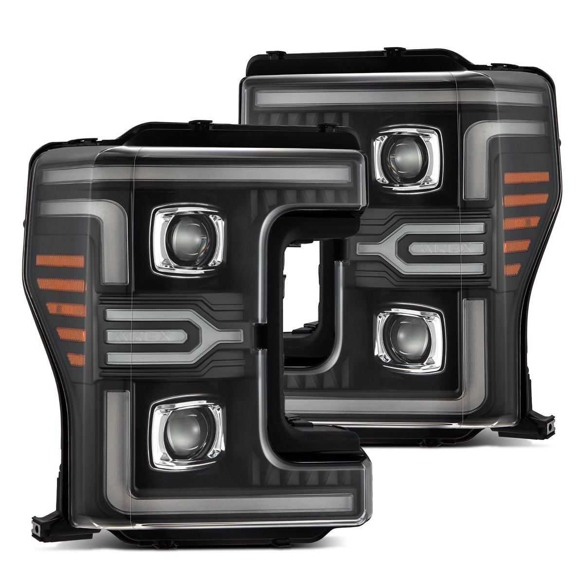 17-19 Ford Super Duty MKII LUXX-Series LED Projector Headlights Black