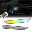 Car LED side marker lights with remote control in front of a car.