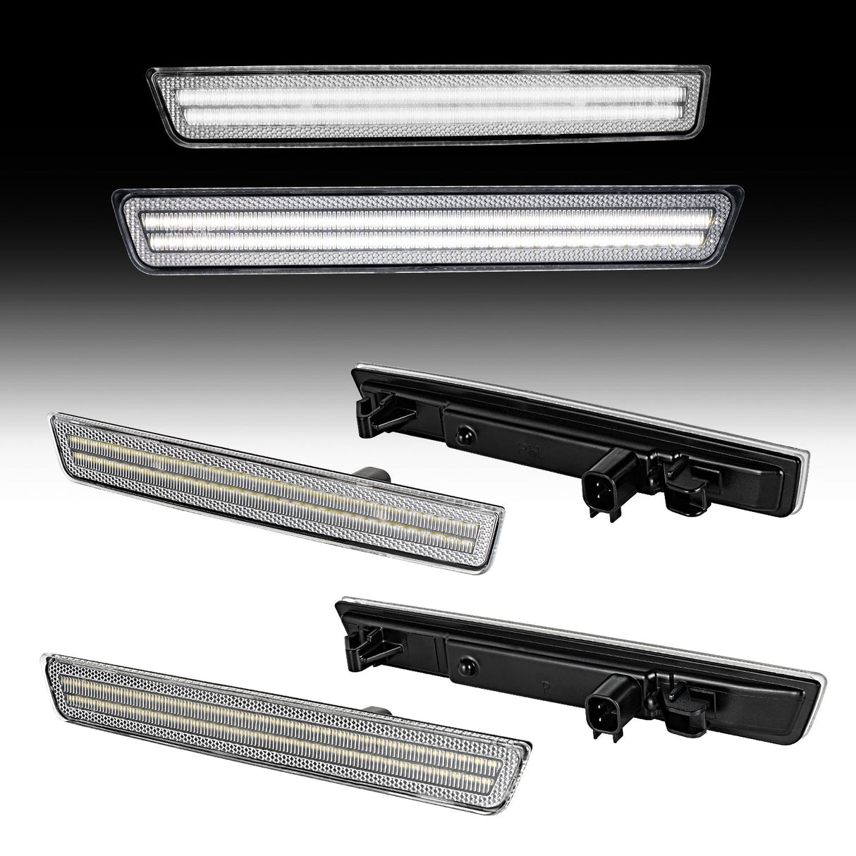 2015–2024 Dodge Challenger clear white LED side markers installed on vehicle side profile Auto Addict USA