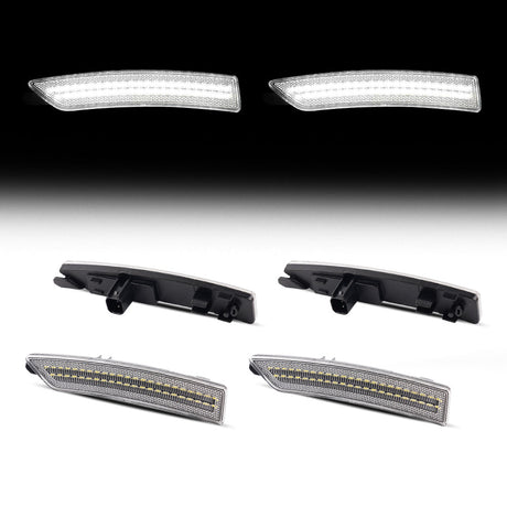 Set of car LED daytime running lights on a white background