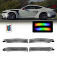 Car with RGB LED light strips and remote control on a white background
