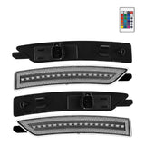 Set of car LED lights with a remote control on a white background