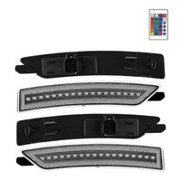 Set of car LED lights with a remote control on a white background