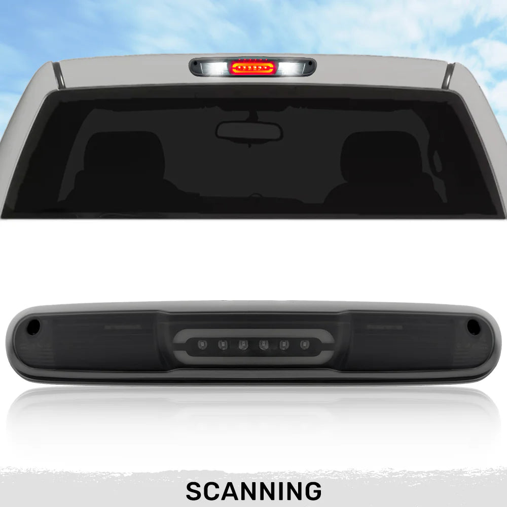 GMC Sierra & Chevy Silverado 07-13 3rd Brake Light Kit Ultra High Power Scanning Red LED with White XML Cargo Lights SMOKED LENS