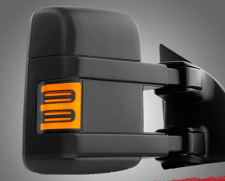 Ford 08-16 Super Duty F250/F350 Side Mirror Lenses (2-Piece Set) Ultra High Power White or Amber Running Lights & Scanning Amber Turn Signals Smoked or Clear Lens