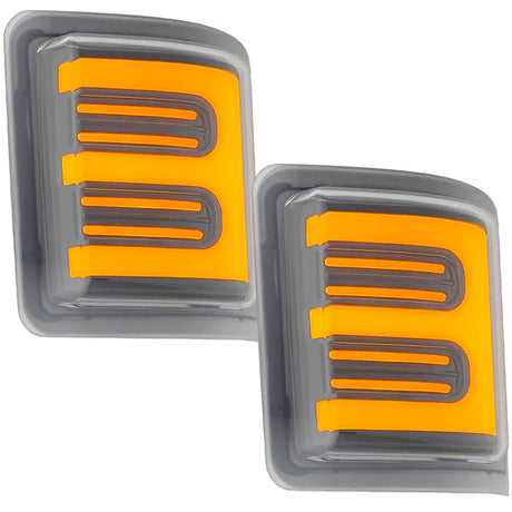 Ford 08-16 Super Duty F250/F350 Side Mirror Lenses (2-Piece Set) Ultra High Power White or Amber Running Lights & Scanning Amber Turn Signals Smoked or Clear Lens