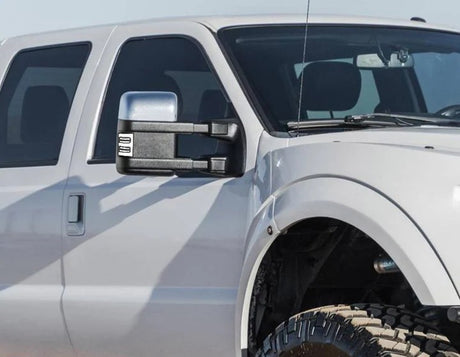 Ford 08-16 Super Duty F250/F350 Side Mirror Lenses (2-Piece Set) Ultra High Power White or Amber Running Lights & Scanning Amber Turn Signals Smoked or Clear Lens