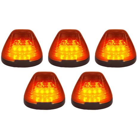 Ford Super Duty 99-16 5-Piece Amber Cab Roof Light Kit 2-Way Front & Rear Facing Ultra High-Power Amber LEDs (ATTN: For Models That DID NOT Come With Factory Cab Lights) - Amber Lens