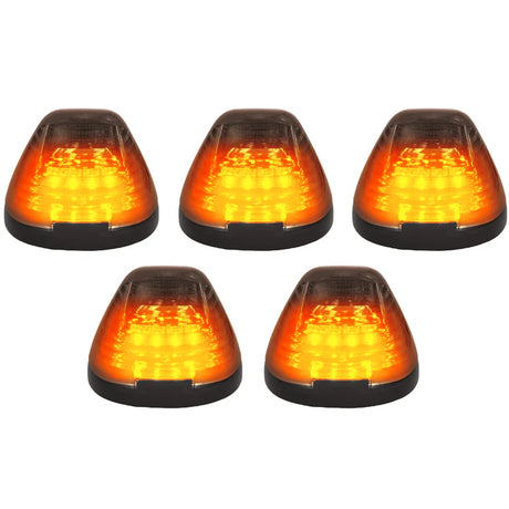 Ford Super Duty 99-16 5-Piece Smoked Cab Roof Light Kit 2-Way Front & Rear Facing Ultra High-Power Amber LEDs (ATTN: For Models That DID NOT Come With Factory Cab Lights) - Smoked Lens