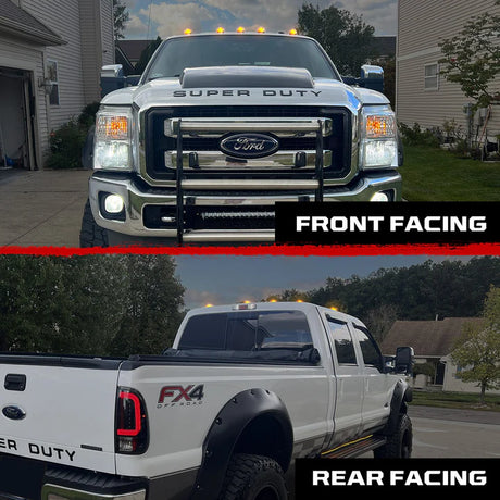 Ford Super Duty 99-16 5-Piece Smoked Cab Roof Light Kit 2-Way Front & Rear Facing Ultra High-Power Amber LEDs (ATTN: For Models That DID NOT Come With Factory Cab Lights) - Smoked Lens