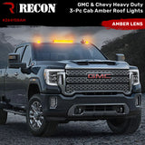 RECON Part # 264158AM - GMC & Chevy 20-24 (4th GEN Body Style) Heavy-Duty (3-Piece Set) Amber Cab Roof Light Lens with Amber LED’s - (Attn: This cab light kit replaces OEM factory installed cab roof lights)