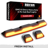 GMC & Chevy 20-24 (4th GEN Body Style) Heavy-Duty (3-Piece Set) Clear Cab Roof Light Lens with Amber LED’s - (Attn: This part is for trucks that DID NOT come with factory installed cab roof lights)