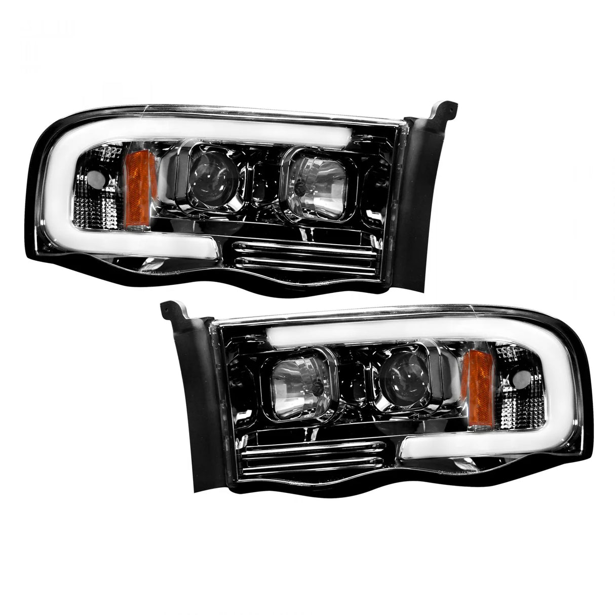 Dodge RAM 1500/2500/3500 02-05 Projector Headlights OLED Halos & DRL in Smoked/Black